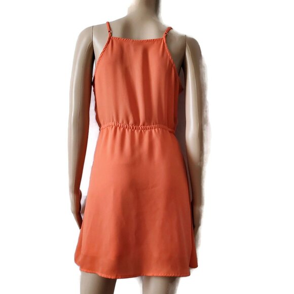 Paper Crane By Anthropologie Women's V-Neck Sleeveless Short Dress Orange Small - Picture 3 of 15